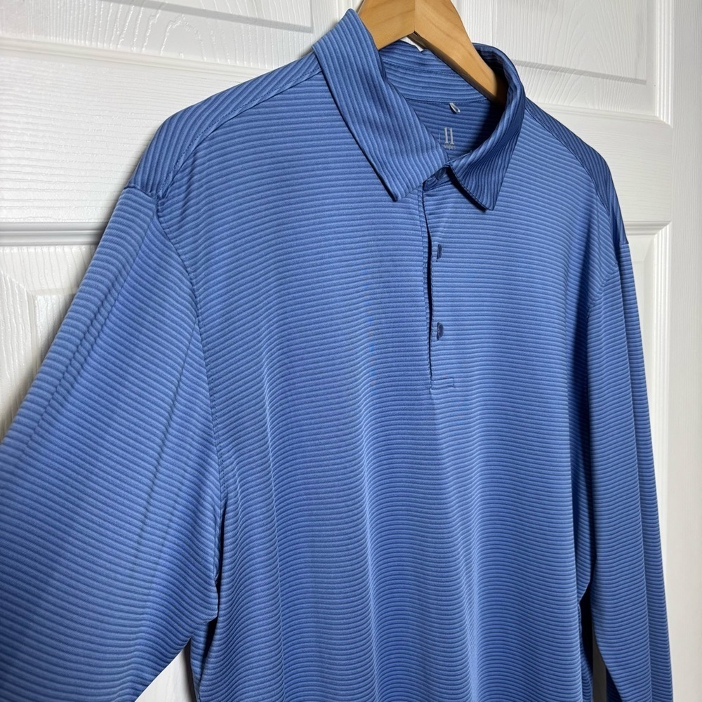 Walter Hagen Golf Polo Men’s XL Blue Stripe 11 Majors Long Sleeve Performance - Picture 4 of 7